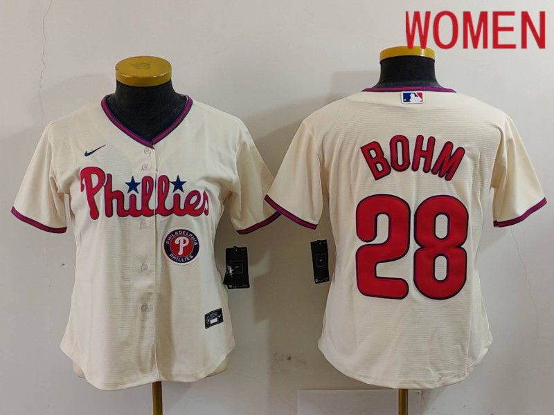 Women Philadelphia Phillies #28 Bohm Cream Game 2024 Nike MLB Jersey style 2